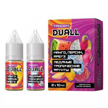 Жидкость Duall Tandem salt 30ml HARD 50mg (2 по 10 мл) (Манго, персик, арбуз. Ледяные тропические фрукты, Hard)